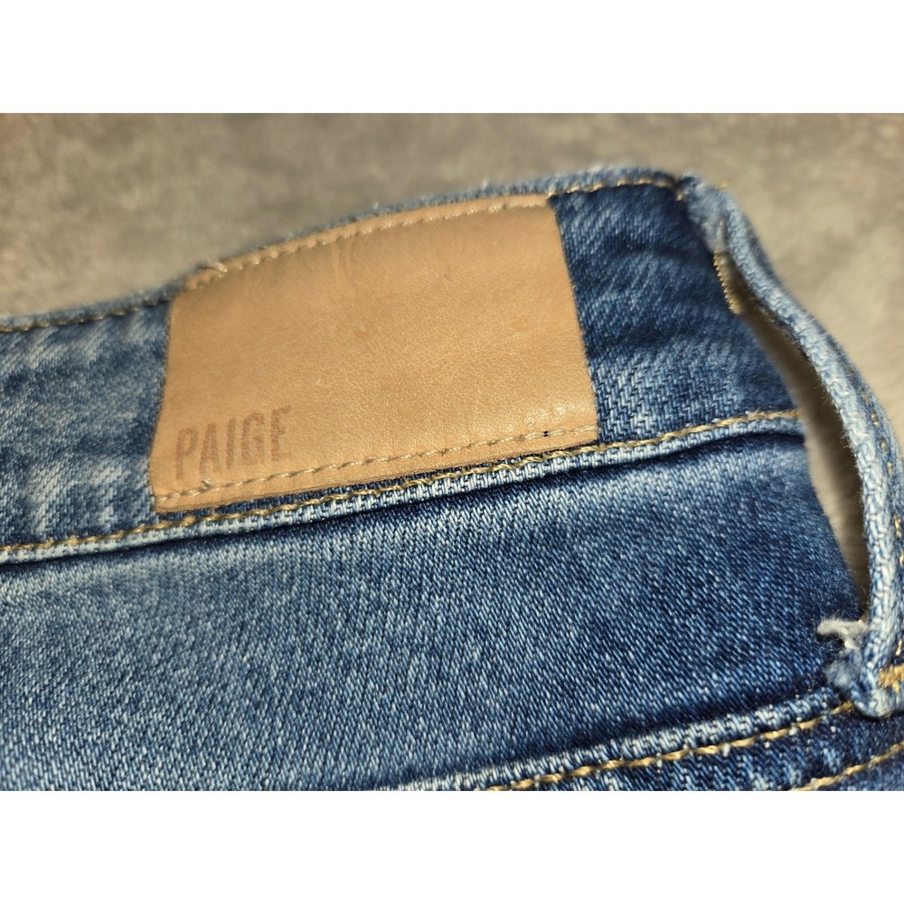 Paige Womens Size 31 Straight Leg Jeans Medium Wash Raw Hem Stretch Denim - Picture 4 of 10